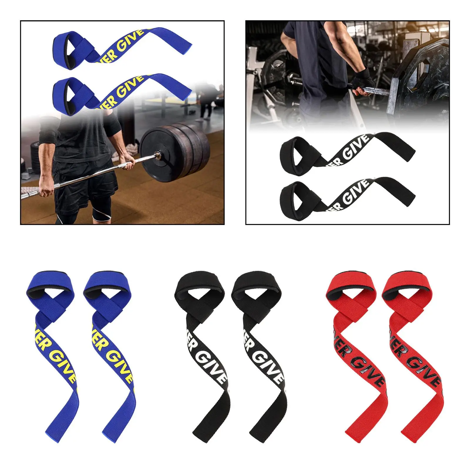 2 Pieces Weight Lifting Straps, Wrist Wraps Padded Weightlifting Wrist Straps for Gym Bodybuilding Dumbbell Strength Training