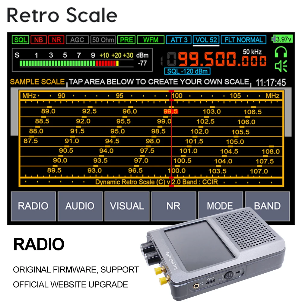 새로운 펌웨어 2.30 2세대 DSP2 SDR 말라카이트 라디오 수신기 10kHz-380MHz 404MHz-2GHz 스테레오 라디오 조정 가능한 필터