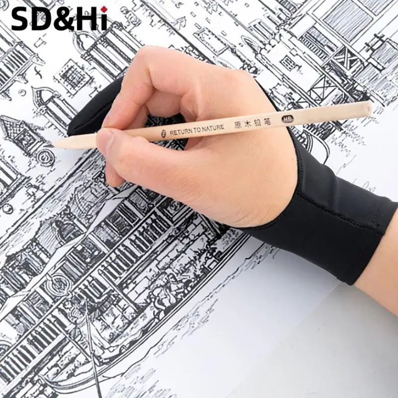 Two Fingers Gloves Artists Gloves Palm Rejection For Drawing Pen Display Paper Art Painting Sketching IPad Graphics Tablet