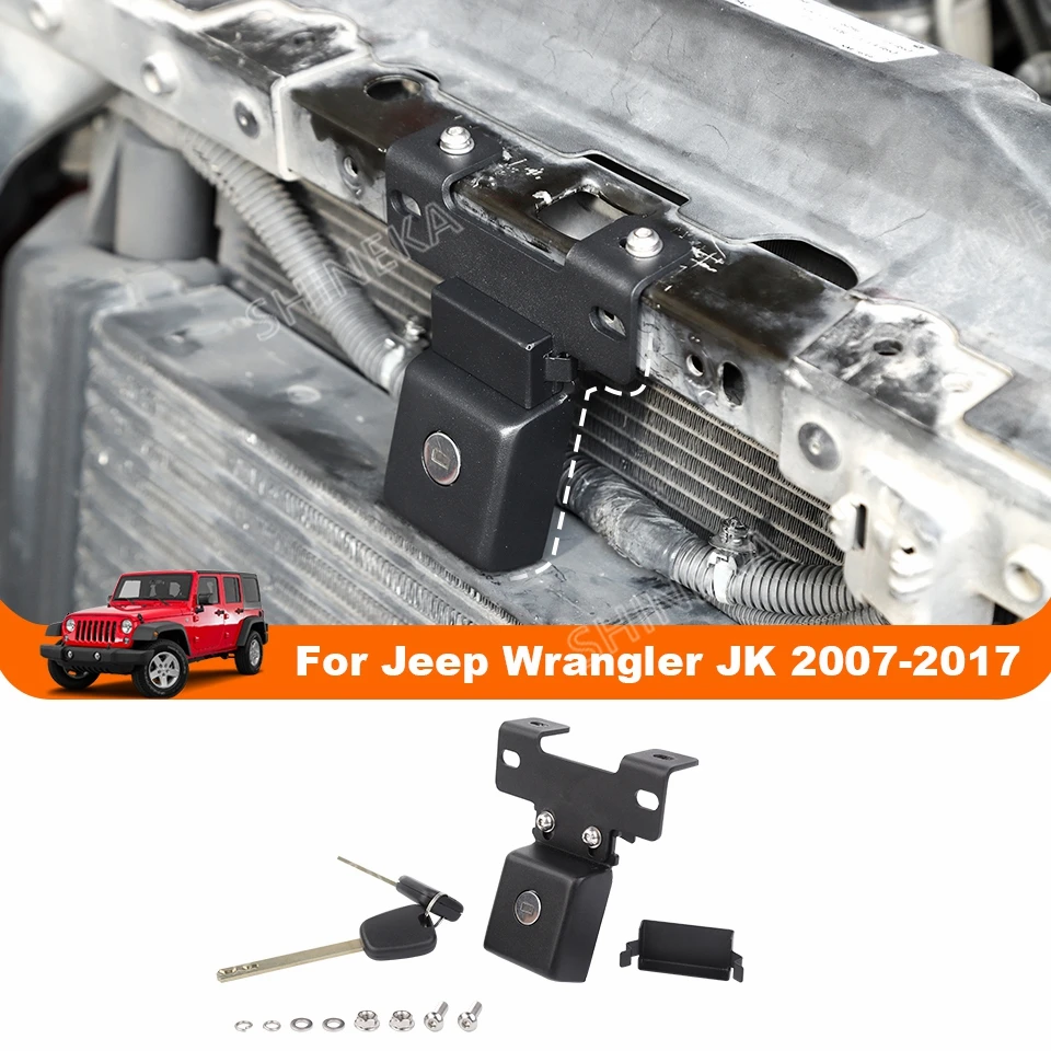 Auto-Frontmotor, unsichtbare Haubenschlösser mit Schlüssel für Jeep Wrangler JK 2007 2008 2009 2010 2011 2012–2017, Anti-Diebstahl-Zubehör – Detail 1