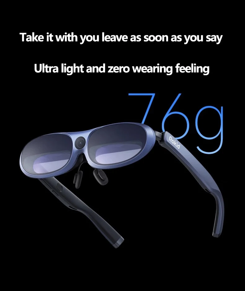 New Rokid MAX PRO Smart Glasses AR Glasses 8GB+128GB 7620mAh Battery Life 27w Fast Charging Augmented Reality