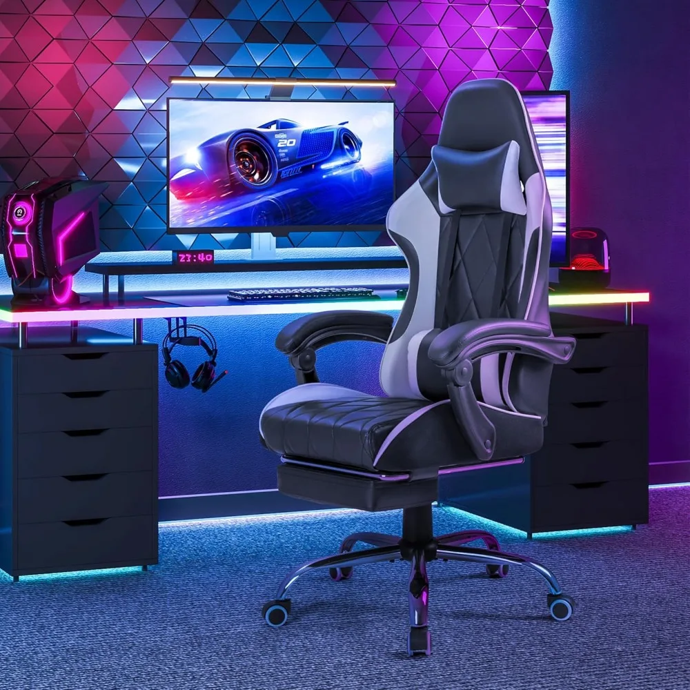 Gaming Chair, Computer Chair with Footrest and Massage Lumbar Support, Ergonomic High Back Video Game Chair with Swivel Seat 6