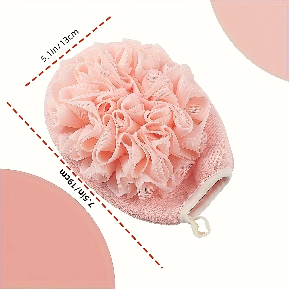 Description Picture 4 of item2 in 1 Skin-Friendly Floral Bath Ball Bath Mitt, Double-Sided Spa Scrub, Remove Dead Skin, Fragrance-Free, Bathroom Accessories