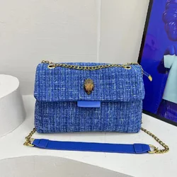 Brand Luxury Shoulder Bags For Women Eagle Head Metal Chain Cross Body Bags Coarse Woolen Fabric Retro Hardware Autumn Winter