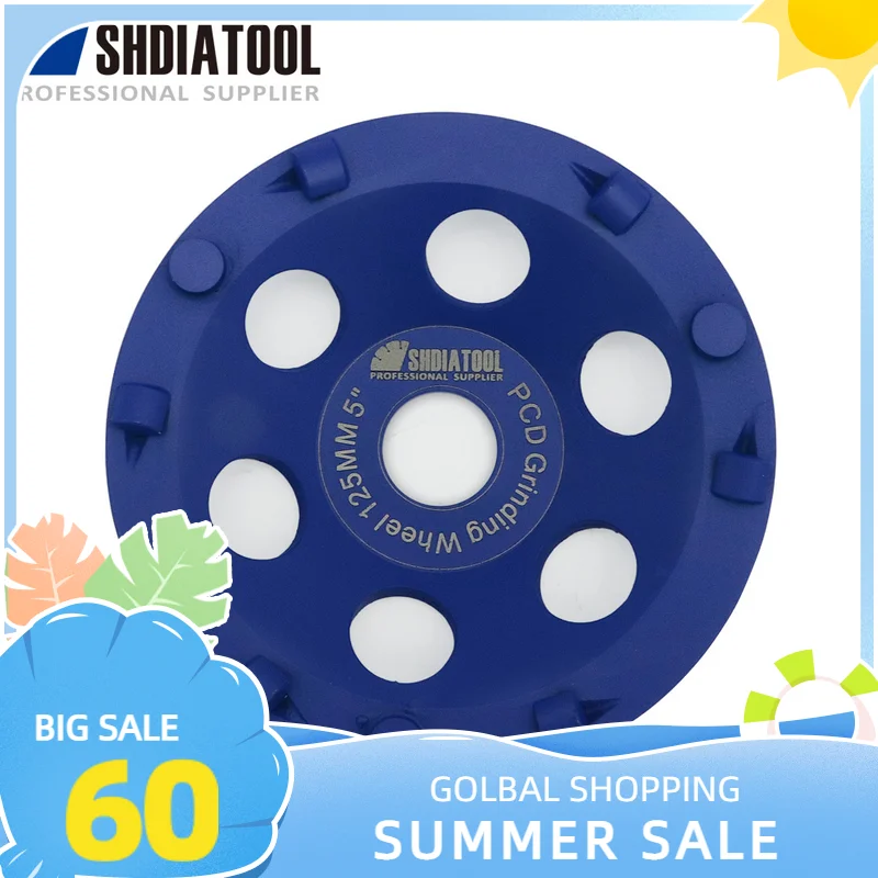 SHDIATOOL Dia 4.5"/5" PCD Grinding Cup Wheel Polycrystalline Diamond