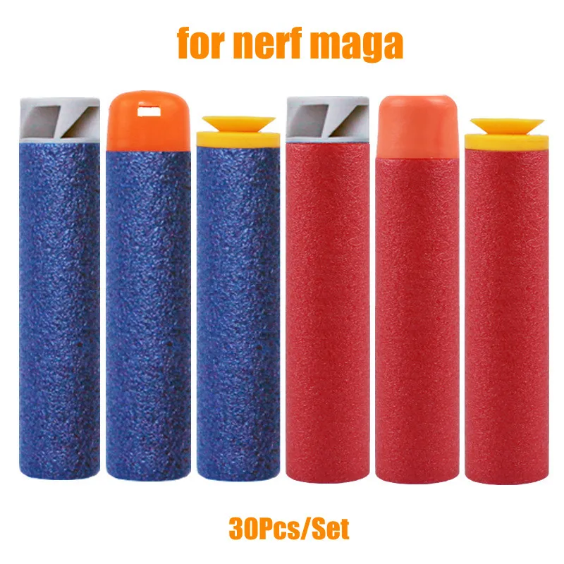 30Pcs Mega for Nerf 9.5cm Red Sniper Rifle Darts Bullets Mega Foam Refill  Darts Big Hole Head Bullets for N-Strike Mega Series