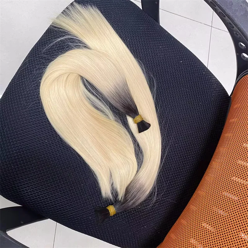 Virgin Hair Extens Bulk Factory 12A Ombre Blonde Russian Cuticle Aligned Cabello Humano Natural Human Hair Extensions