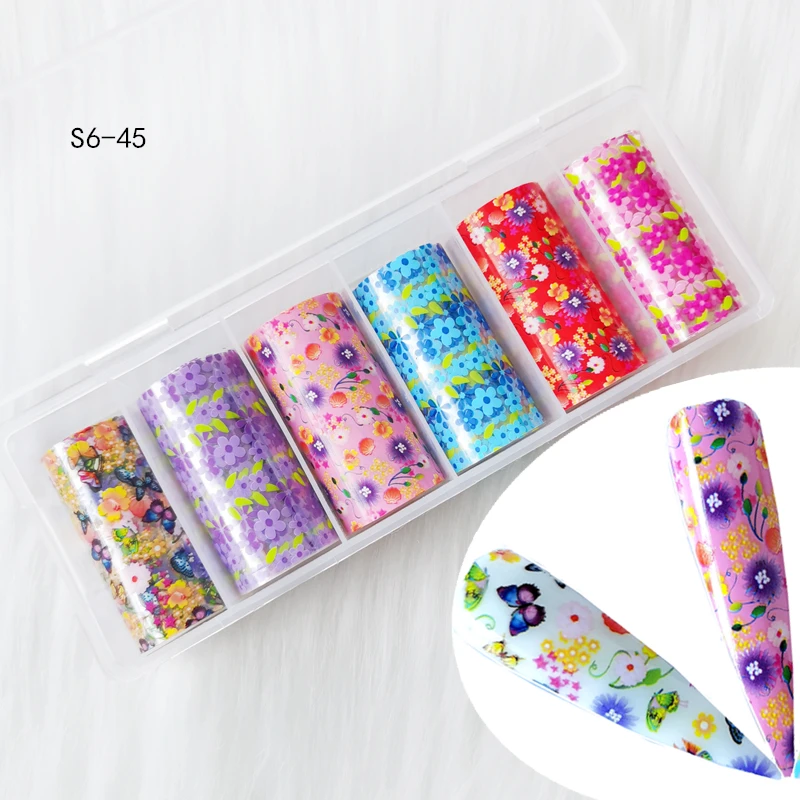 Luxury Brand & Butterfly Nail Art Foil Transfer Stickers (6 Rolls)