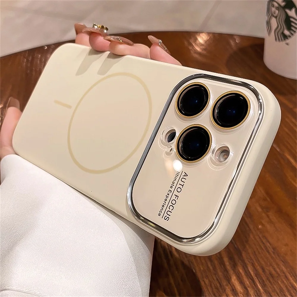 Premium Liquid Silicone Magnetic Charging Protective Phone Case with Glass Lens Cover