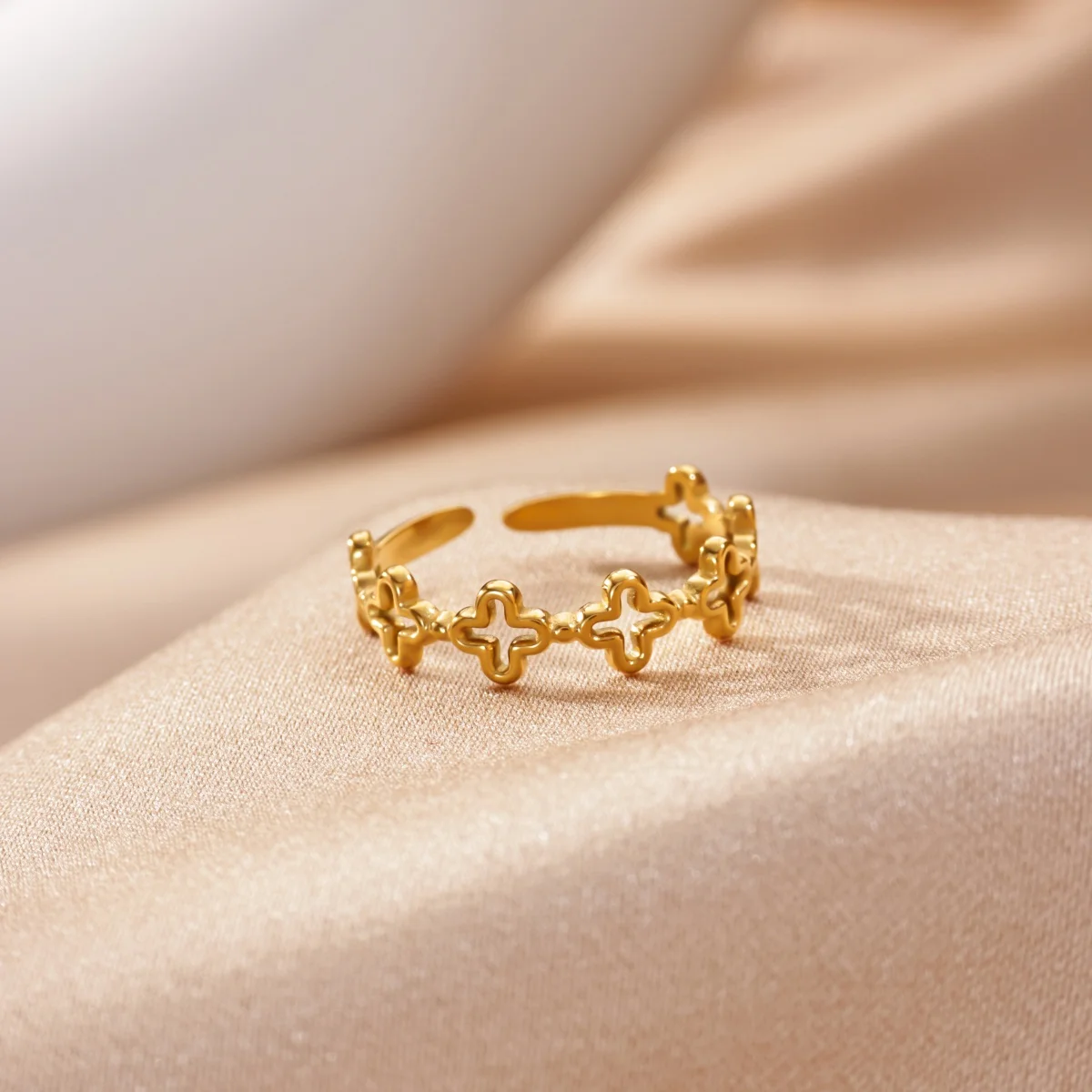 Zircon Starburst Rings For Women Gold Plated Stainless Steel Multi-Element Geometric Ring Wedding Party Aesthetic Jewelry Gift 6