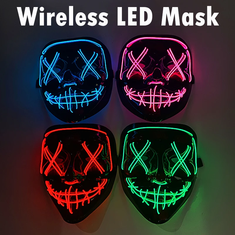 Wireless LED Halloween Purge Mask - Glowing Masquerade Horror Mask