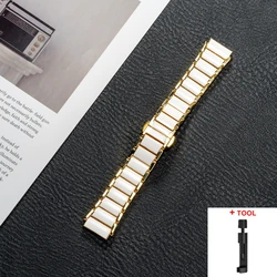 18mm Durable Ceramic Watch Strap with Metal Butterfly Buckle - Huawei 5 42mm (Gold)