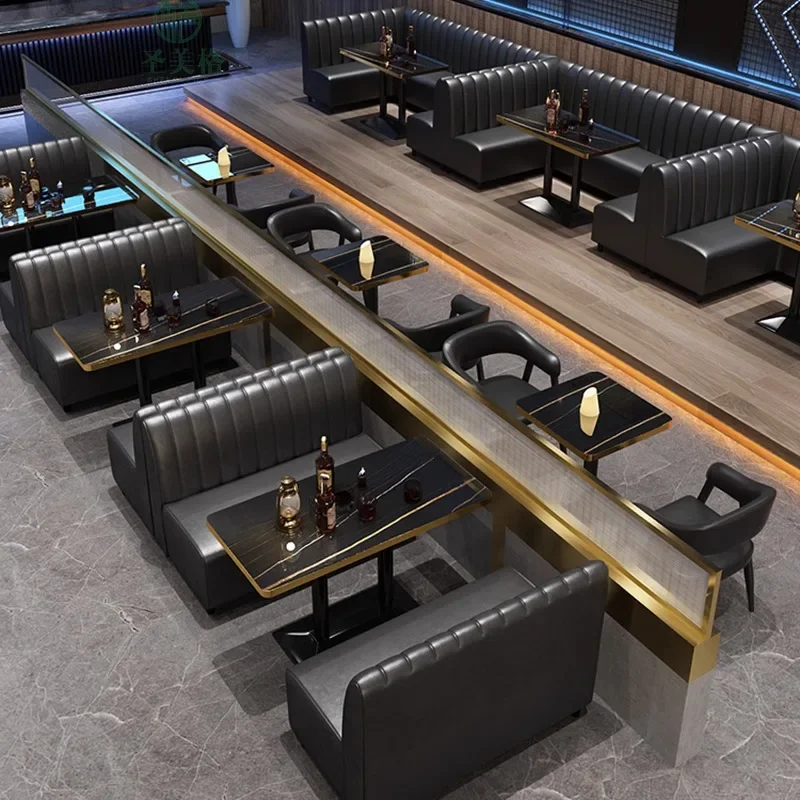 Commercial furniture bar sofa bar table and chair simple style coffee shop Western food milk tea shop casual retro booth soft ba