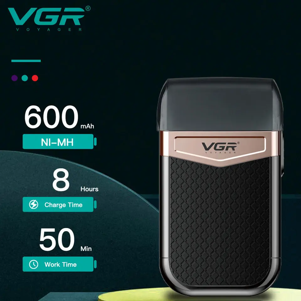 Original VGR Wet Dry Electric Shaver Men Beard & Hair Rechargeable Electric Razor Balds Head Shaving Machine Extra Mesh