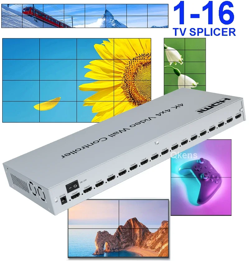 4K 4X4 Hdmi Video Wall Controller 2X2 3X3 3X4 3X5 Multi Screen Stitching Processor 2 3 4 6 8 9 12 15 16 Tv Splicer Box Splicer