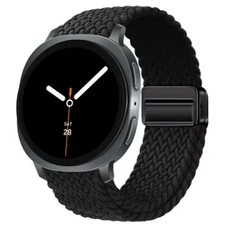 Braided Nylon Solo Loop Bracelet - Magnetic Sports Strap - Watch 8 40mm 44mm (Black)