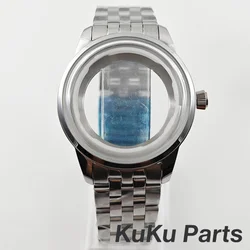 Cocktails Stainless Steel Watch Case with S Crown, 33MM/40MM, Arch Glass & Transparent Backcover (40MM Case With Strap)