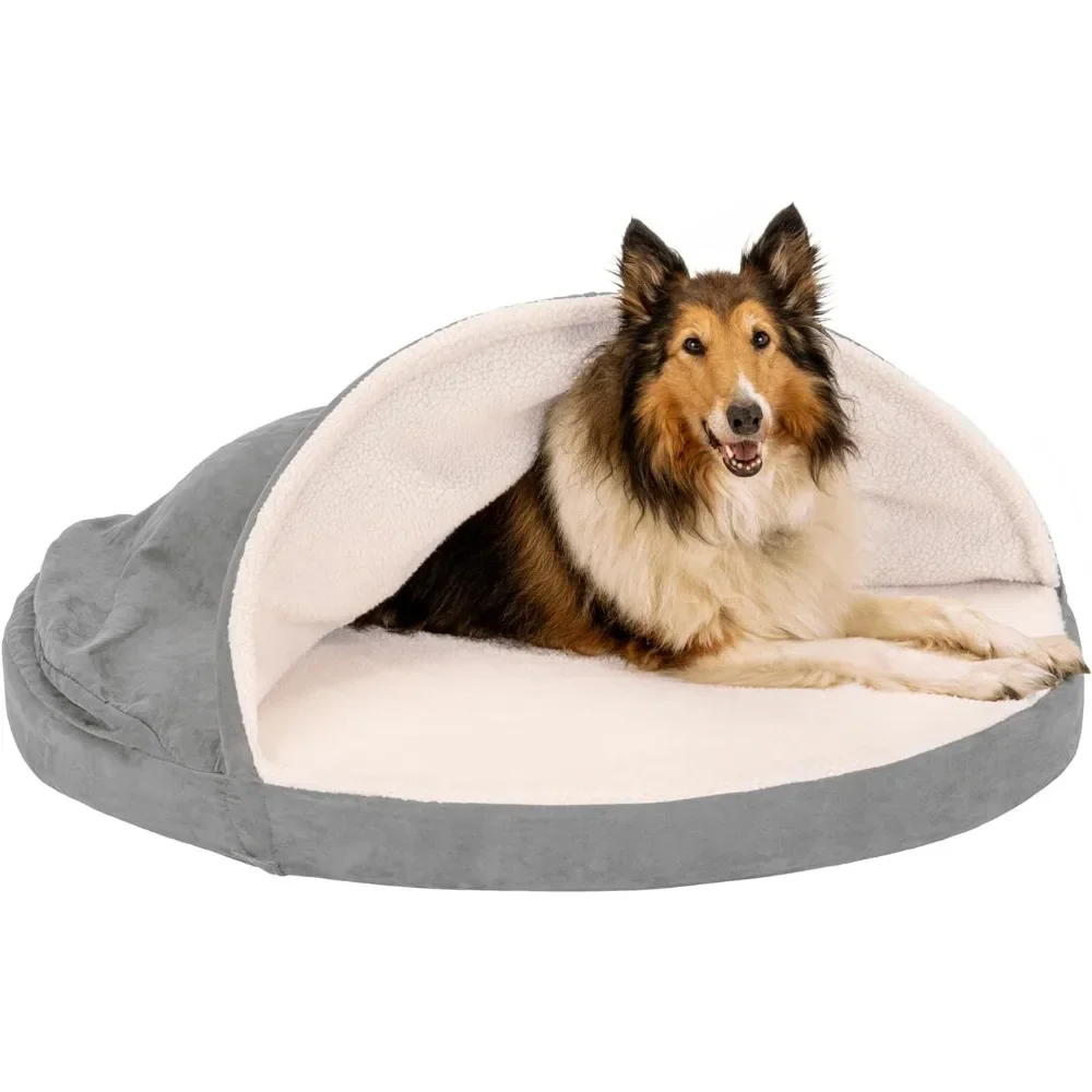 

For Dogs Up to 80 Lbs - Sherpa & Suede Snuggery - Gray Living Room Sofas Bean Bag Chairs 44-inch Freight Free Furniture Home Pet