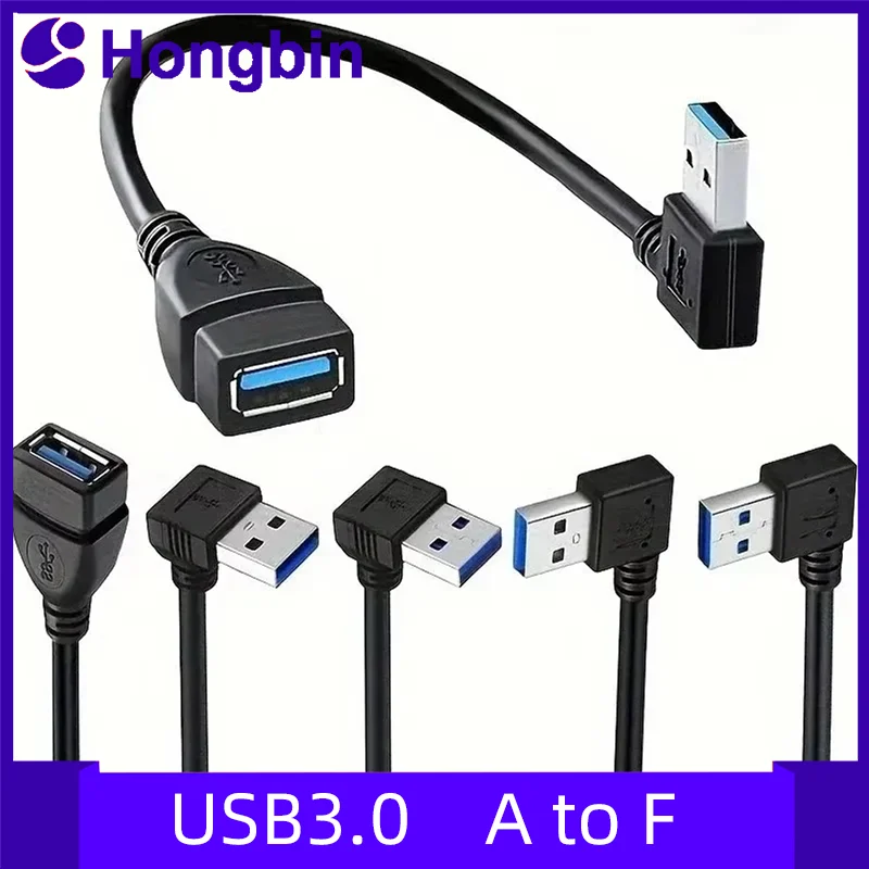 고속 USB 3.0 직각 연장 케이블 90 °   PC 노트북 휴대폰용 어댑터 - 고속 충전 멀티포트 기술 액세서리