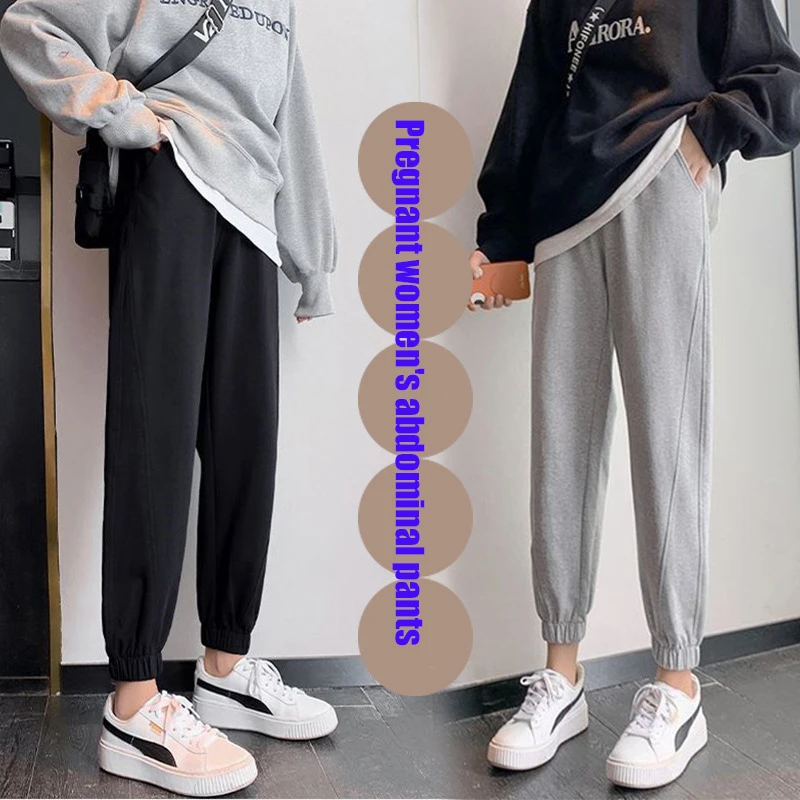 Autumn Sports Casual Cotton Maternity Pants Loose Straight Jogger Trousers Clothes for Pregnant Women Pregnancy 2
