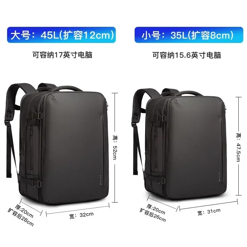 Bange 35L/45L Travel Backpack Men Business Aesthetic Backpack School Bag Large 17.3 Laptop Waterproof Fashion Backpack Male 6