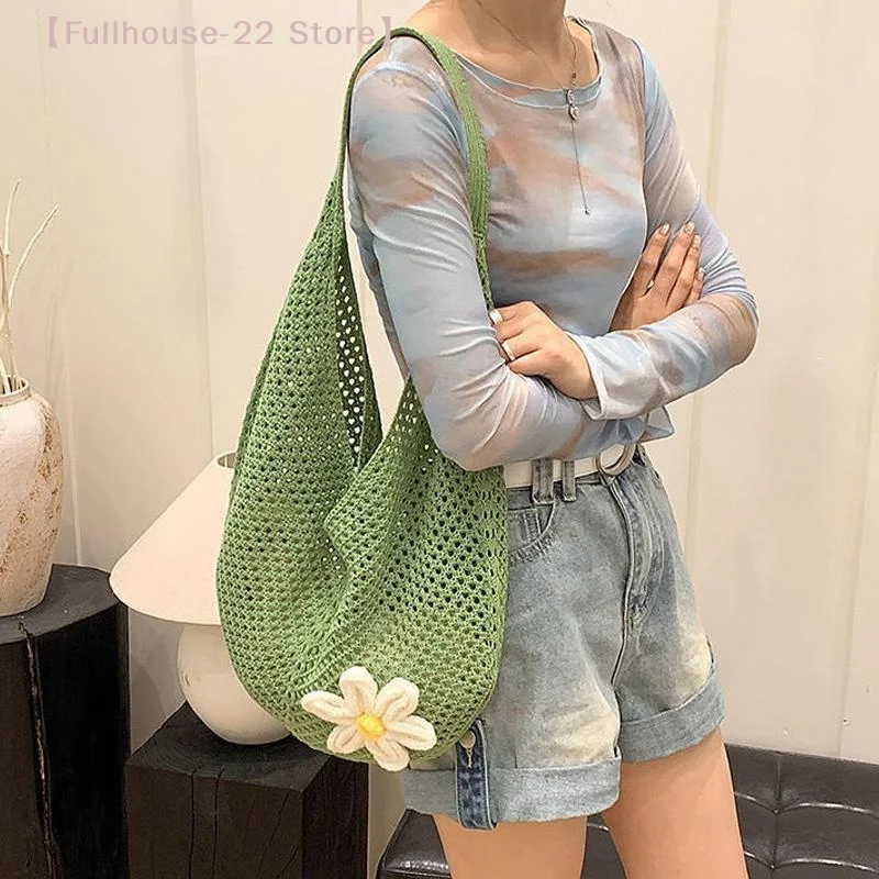 【MAX-22】Out Weave Knitted Bag Bohemian Style Beach Handbag Casual Knitted Wicker Woven Ladies Handmade Beach Tote Bag 4