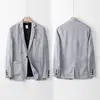 Spring Autumn Fashion Men Linen Two-piece Set Blazer Jacket + Pants Solid Slim Fit Casual Business Thin Clothing Breathable Suit 5