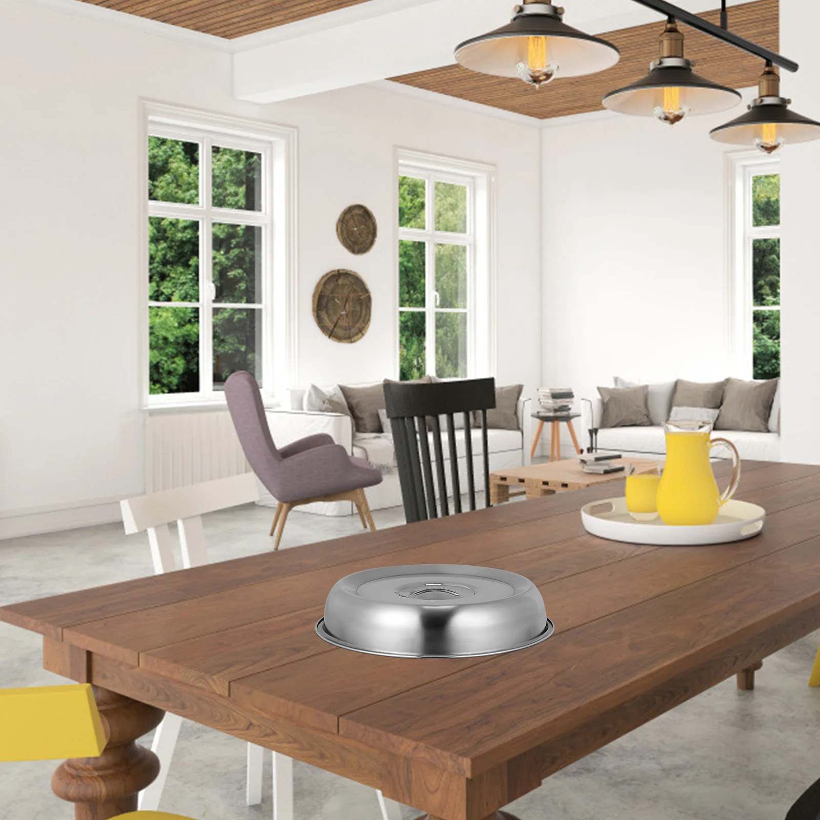 Food Cover 2 Pcs Stainless Steel Cookware Parts Kitchen Utensil Protective Hood Round Cover Dining Bar Equipment