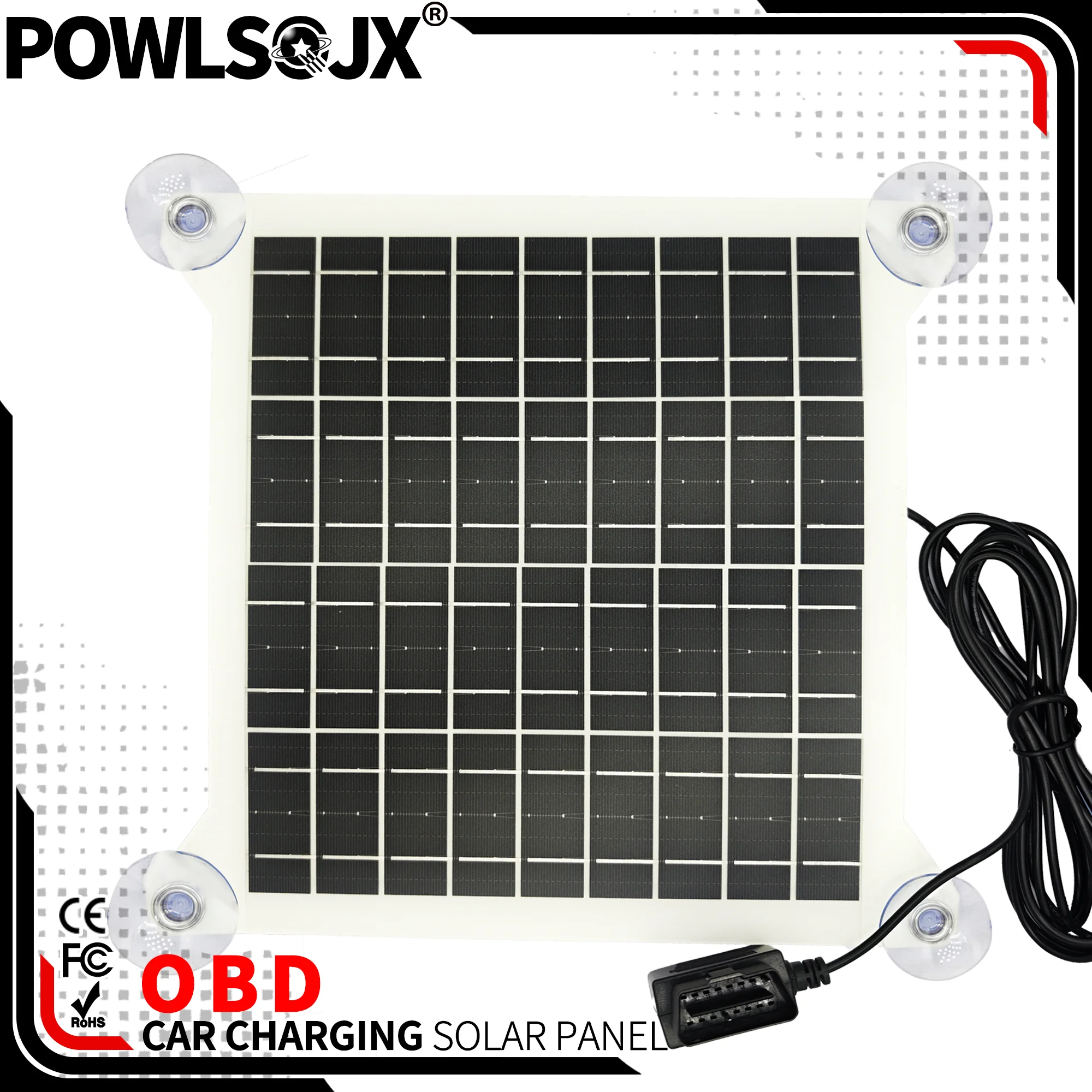 POWLSOJX OBD Solar Panel for 12V Car Battery Charging – No Controller Needed Fl