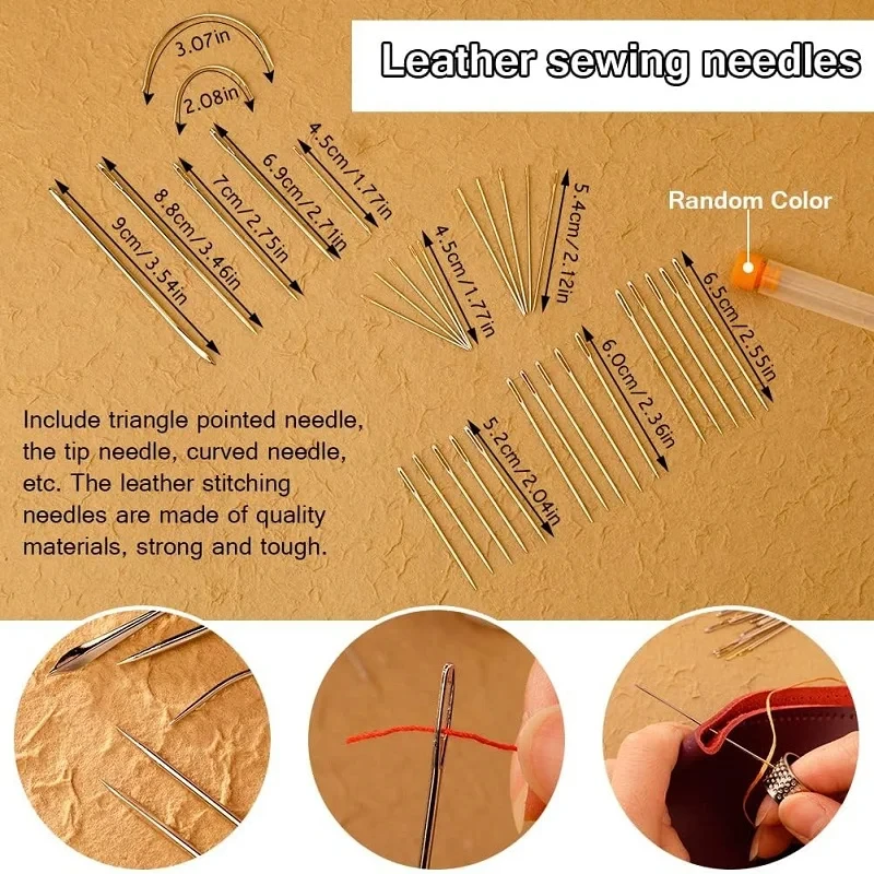 59 Pcs Leather Sewing Kit for Hand Sewing Heavy Duty Repair Kit Large-Eye Stitching Needles for Canvas Sofa
