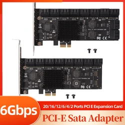 PCIE Adapter 20-2Ports SATA3.0 PCI-Express Expansion Card Multiplier PCIE3.0 SATA Controller 6Gbps Add On Cards PCI-E Riser Card