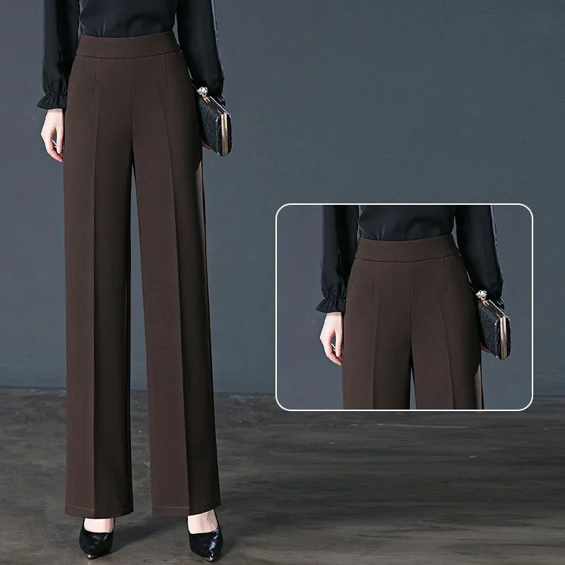 Office Lady Simplicity Solid Color Elastic High Waist Pants 2024 New Casual Straight Trousers Spring Autumn Women's Clothing