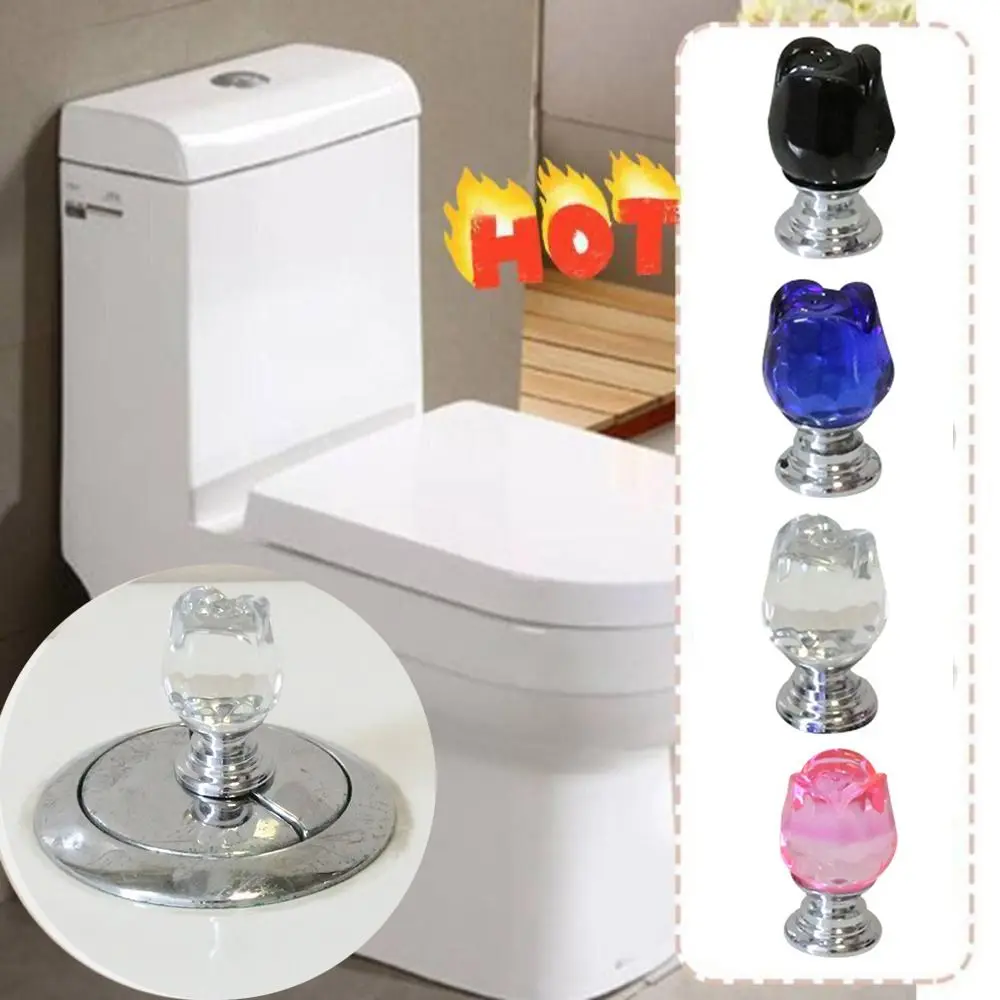 Toilet Tank Button Universal Rose Flower Toilet Tank Button Labor-saving Crystal Toilet Flush Button Cabinet Drawer Knob