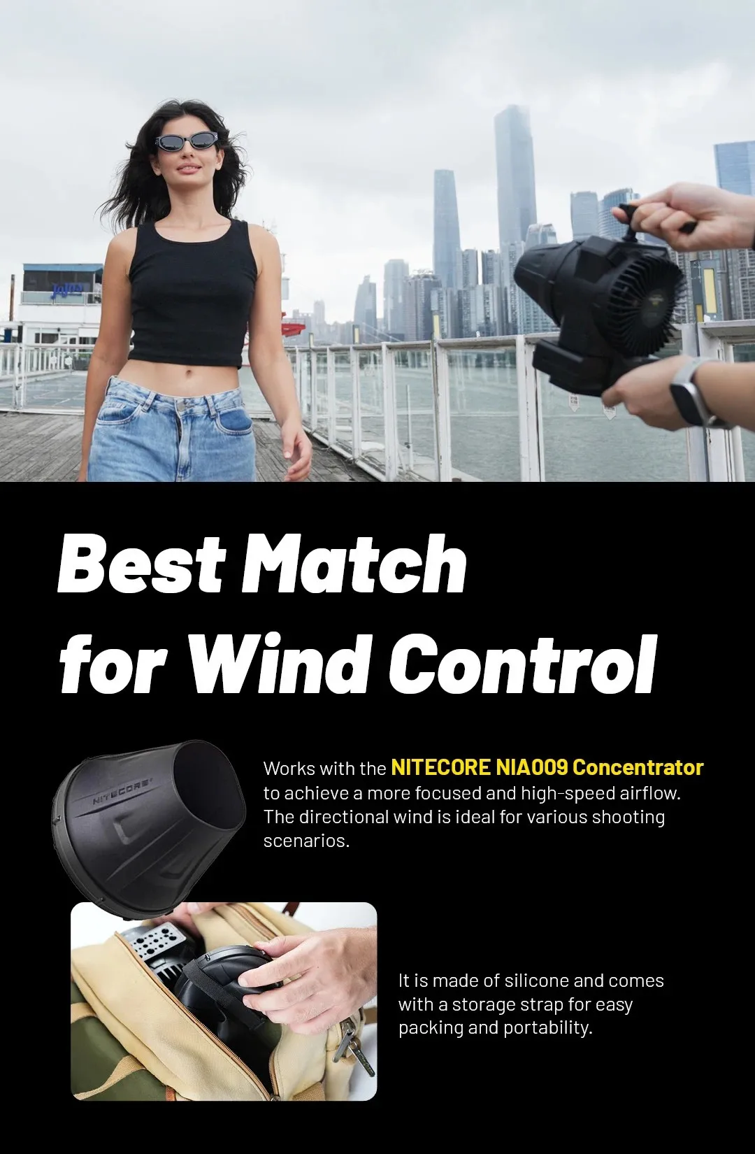 NITECORE CW30 CineWind Portable Remote-Controlled Photography Powerful Fan 10 Le