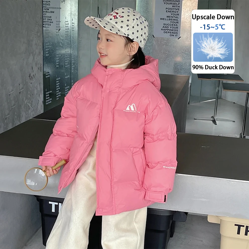 

Wniter New 90% White Duck Down Jacket Heavyweight Thick Warm Hooded Outerwear Winter Overalls for Kid Girl Down Jacket