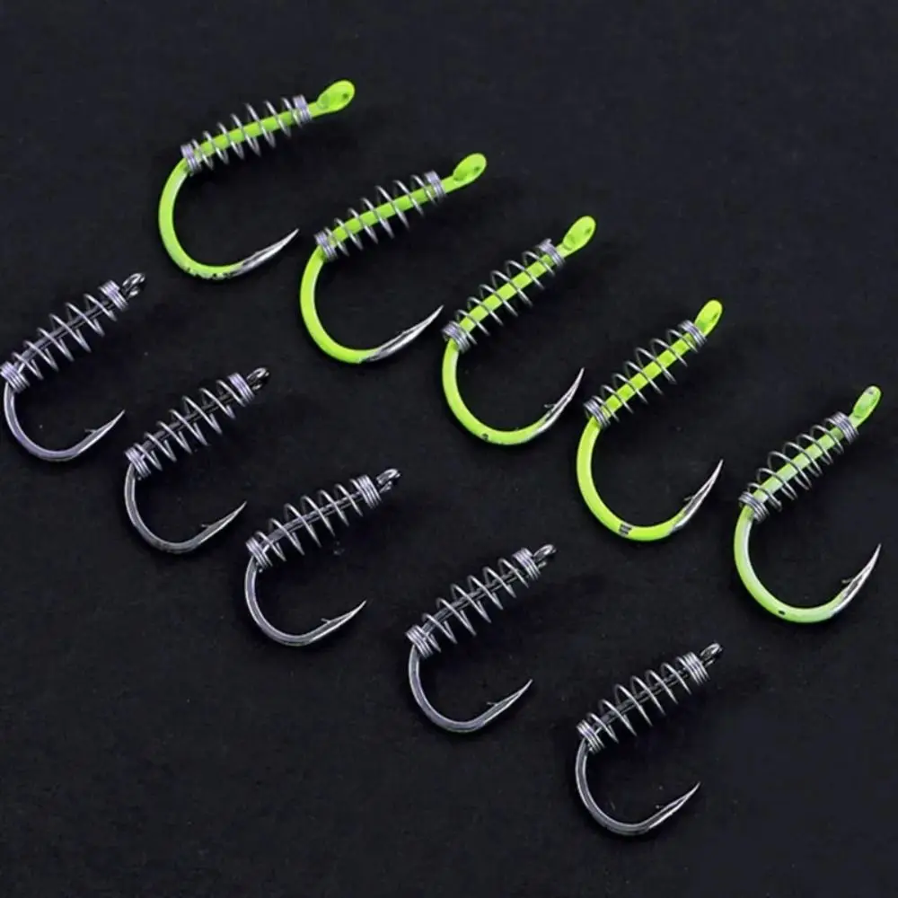 

20Pcs Carp Fishing Hook Barbed Swivel Spring Jig Hook Single Circle Explosion Hook Fly Hook Fishing Accessories