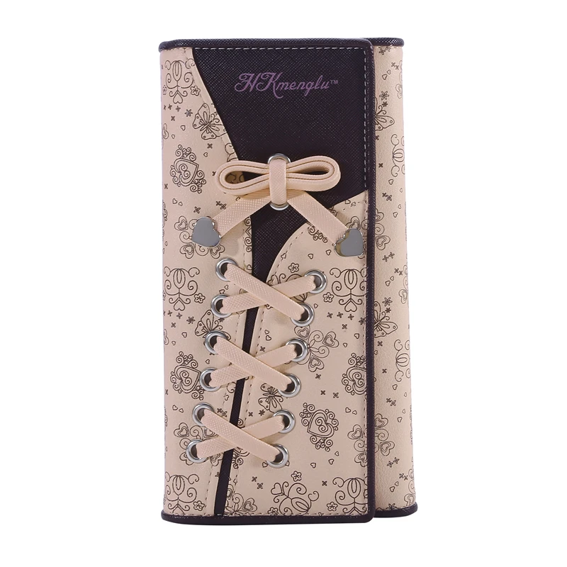 

Shoelace Style Pocket Long Wallet PU Leather Multi-functional Wallet Women Coin Purse Card Holders Clutch Female Wallets Purse