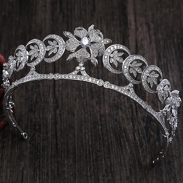Himstory Luxury Zircon Hair Crown Flower Princess Bridal