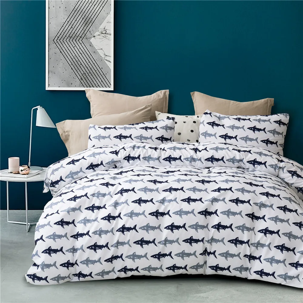 

Duvet Cover Set 3 Pieces Soft Bedding Set Cute Fish Pattern Housse De Couette Pillowcases No Comforter Bedsheet