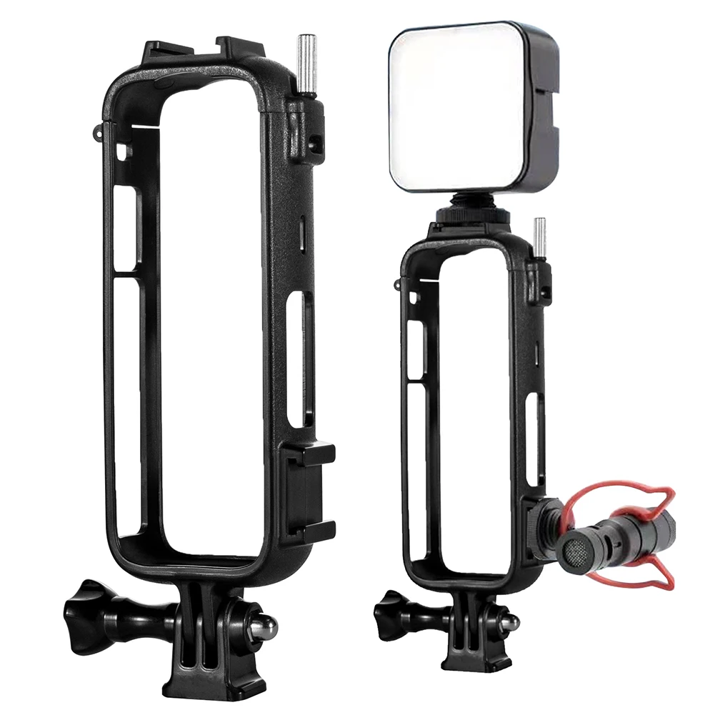 어댑터 마운트 및 나사가 있는 PC 플라스틱 보호 케이지, Insta360 X4 용 내구성 하우징 케이지, 1/4 인치 나사 구멍 및 2 콜드 슈