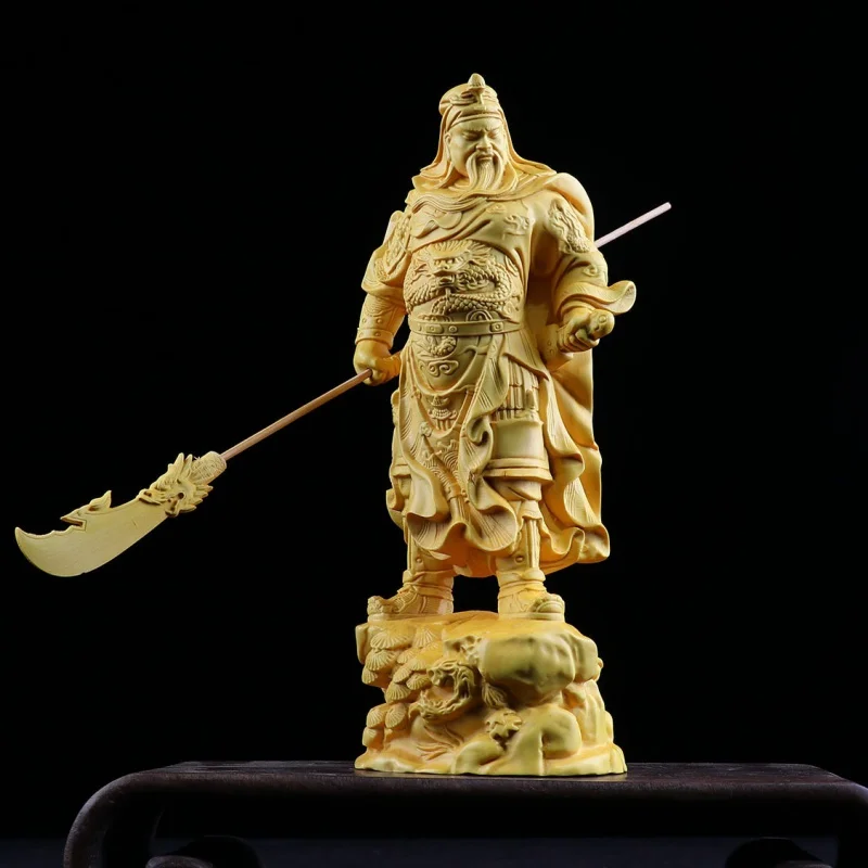 

Boxwood Craft Zhongyi Guan Gong Buddha Ornament God of War and Wealth Guan Yu Er Ye Chinese Home Living Room Worship Opening