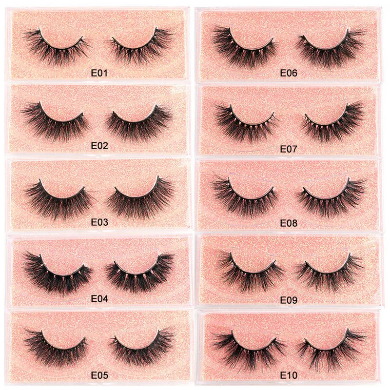 

Eyelashes Handmade natural Crossing Soft False Eyelashes 1 pair glitter packing Makeup Extension Long lash 3D Mink Lashes E11