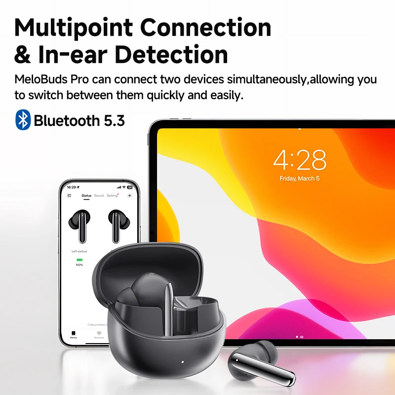 QCY MeloBuds Pro ANC Bluetooth 5.3 Earphones Wireless 46dB