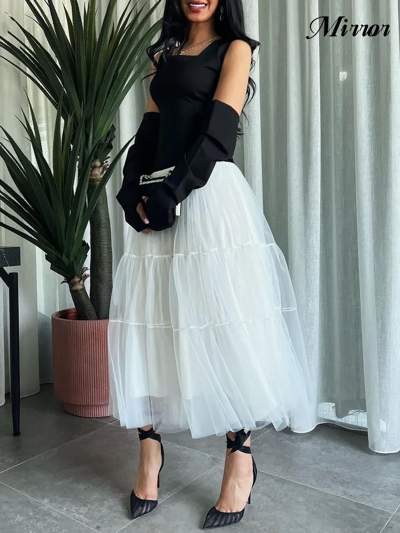 

Mirror Dress Elegant Vintage Sweet Stylish Sleeves Square Collar A-Line Customized Ball Prom Dress Evening Party Gowns