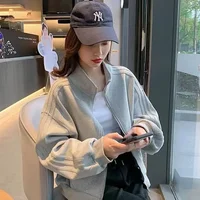 Short Sporty Women's Cardigan Jacket Casual Slimming Baseball Style Spring Autumn New Arrival Versatile Loose Fit Top