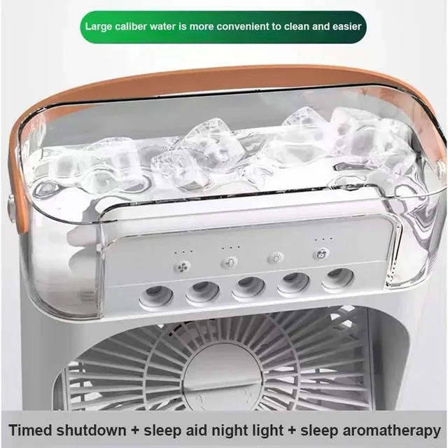 Xiaomi  3 In 1 Humidifier Fan Mini Air Conditioners Usb Mini Fan Led Night Light Water Mist Fun Air Cooler Humidifie For Home 5