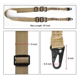 Enhanced Tactical Adjustable 3 - Point Sling Strap (Khaki)