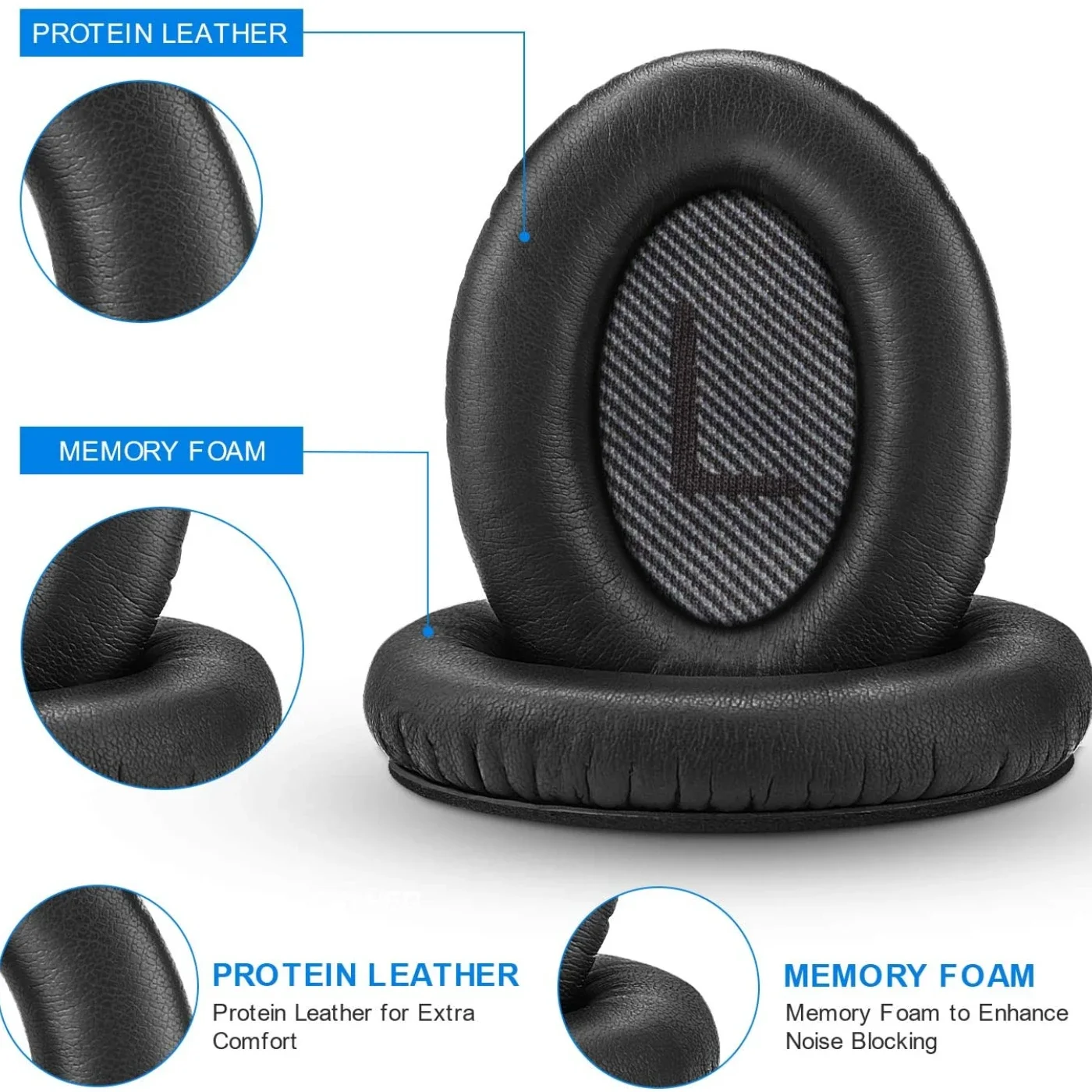 Replacement Earpads for Bose Quiet Comfort 35 (QC35) and QuietComfort 35 II (QC35 II) Headphones