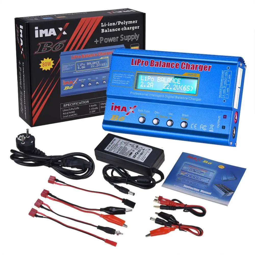 

iMAX B6 80W 6A Battery Charger Lipo NiMh Li-ion Ni-Cd Digital RC Balance Charger Discharger + 15V 6A Adapter