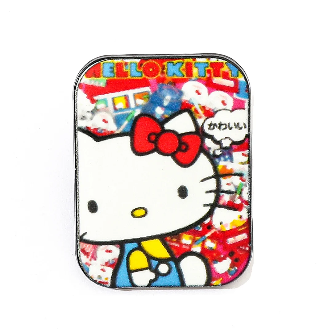 Broche de Metal Estampado Hello Kitty em Liga Metálica, Acessório de Crachá, Alfinete Decorativo para Roupas, Presente